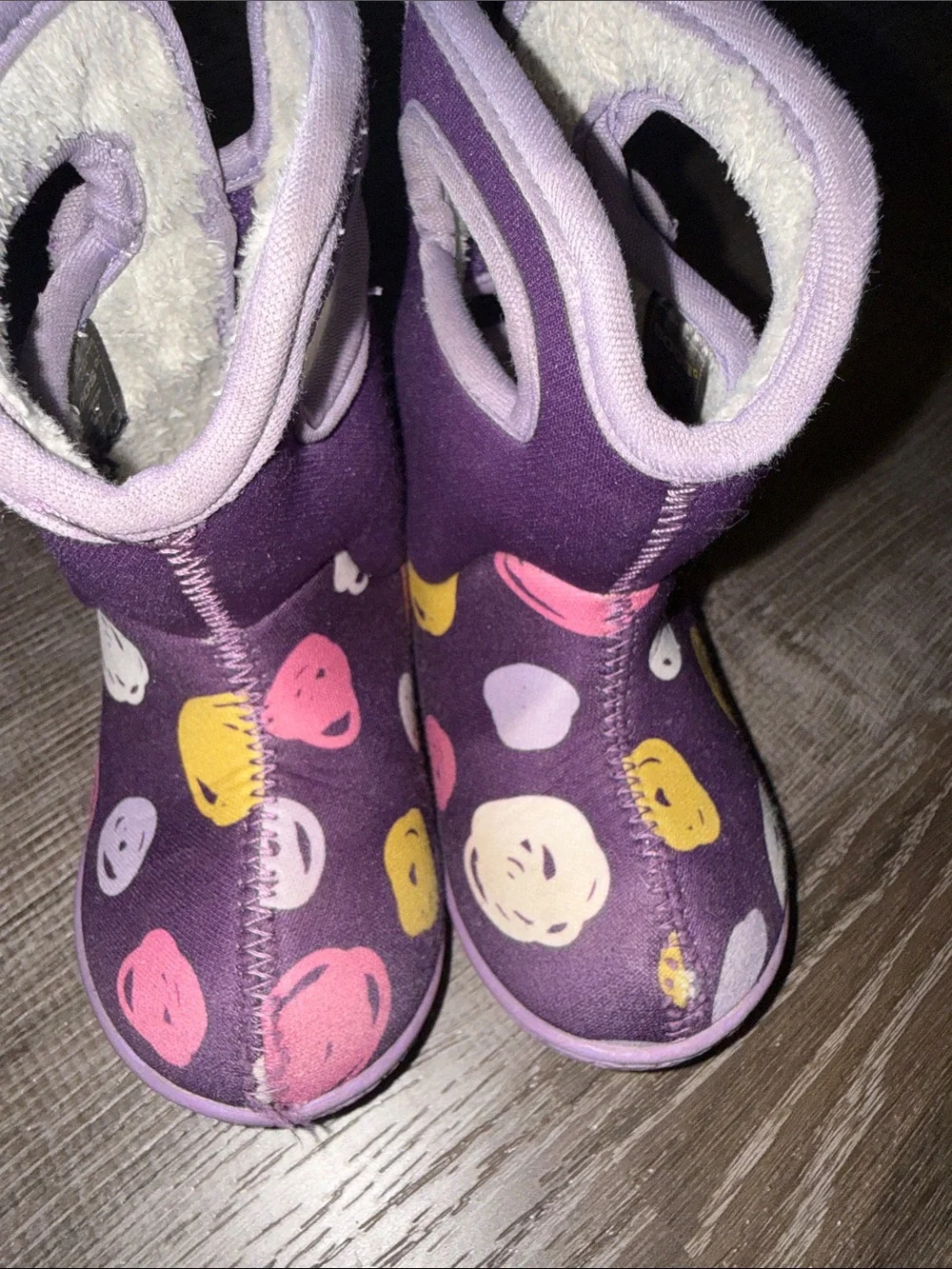 Kids Bogs Purple Sketched Waterproof Insulated Boots Colorful Dot Print sz 5